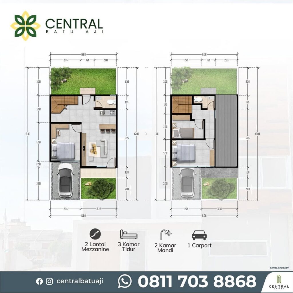𝐑𝐮𝐦𝐚𝐡 𝐓𝐲𝐩𝐞 𝟔𝟓 𝐂𝐞𝐧𝐭𝐫𝐚𝐥 𝐁𝐚𝐭𝐮 𝐀𝐣𝐢 🍃Rumah dengan✅ 3 Kamar Tidur✅ 2 Kamar M