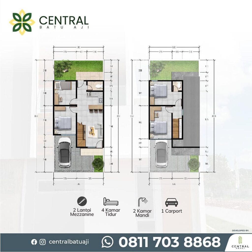 𝐑𝐮𝐦𝐚𝐡 𝐓𝐲𝐩𝐞 𝟖𝟎 𝐂𝐞𝐧𝐭𝐫𝐚𝐥 𝐁𝐚𝐭𝐮 𝐀𝐣𝐢 🍃Rumah dengan✅ 4 Kamar Tidur✅ 2 Kamar M